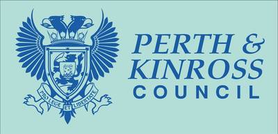 Perth & Kinross Council logo is displayed in dark blue on a pale blue background
